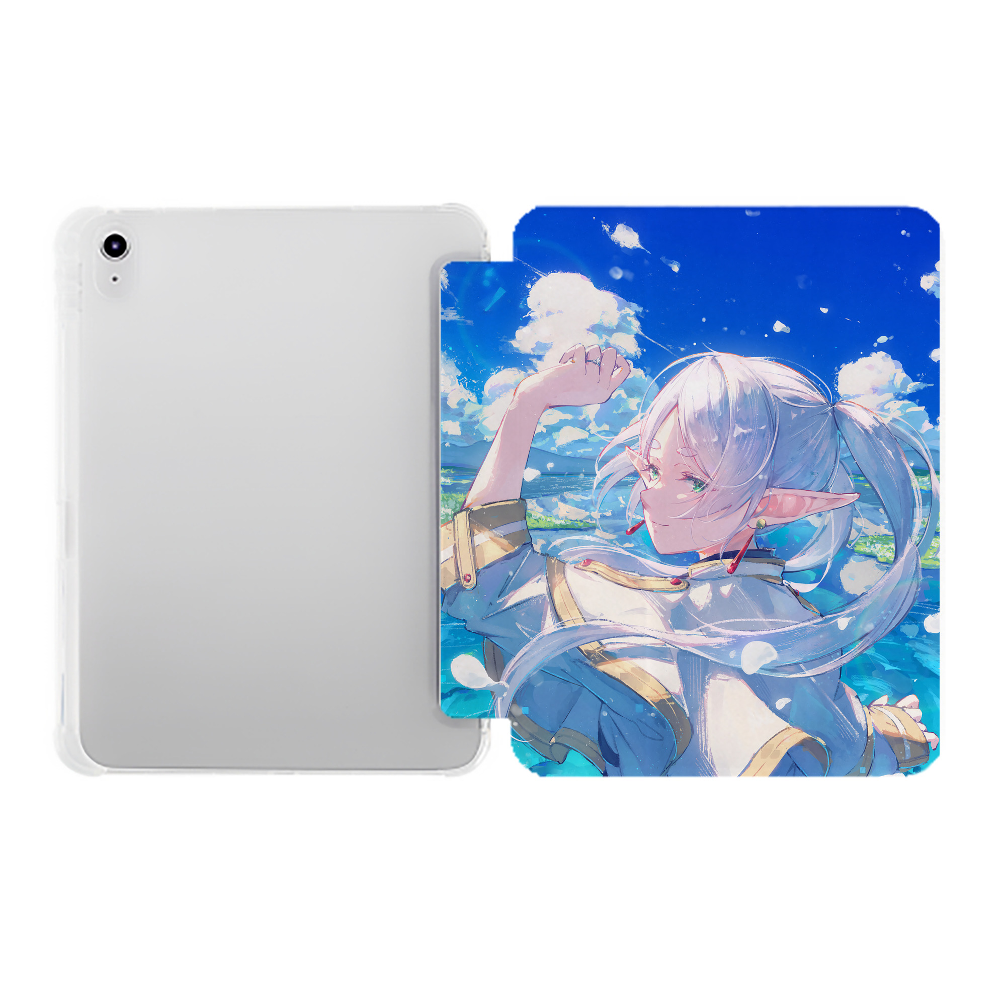 （画像用） 葬送のフリーレン Frieren IPad ケース ペン収納付き 三つ折りスタンド PUレザー×シリコン 対応機種9.5/10.5/10.9インチ